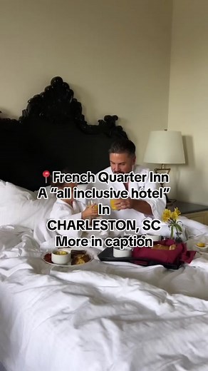 Recap of our stay at beautiful French Quarter Inn in Charleston, SC. . We loved the “all inclusive” theme of this hotel which includes: ✨Welcome champagne upon checkin ✨Hot breakfast buffet ✨Breakfest in bed ✨Social hour every evening (that includes charcuterie and wine) ✨Bikes for borrow ✨fresh baked cookies and milk ##allinclusive##explorecharleston##explorecharlestonsc##frenchquarterinn##allinclusivehotel##fyp##fypシ##fy##charleston