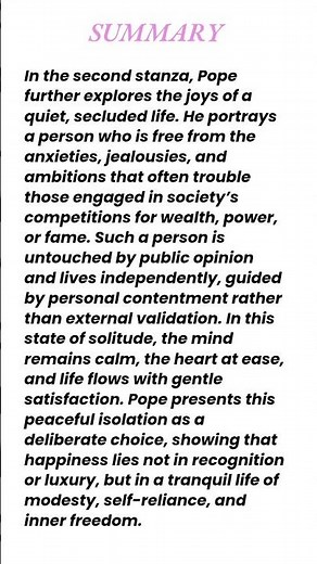 Alexander Pope’s Ode on Solitude Summary