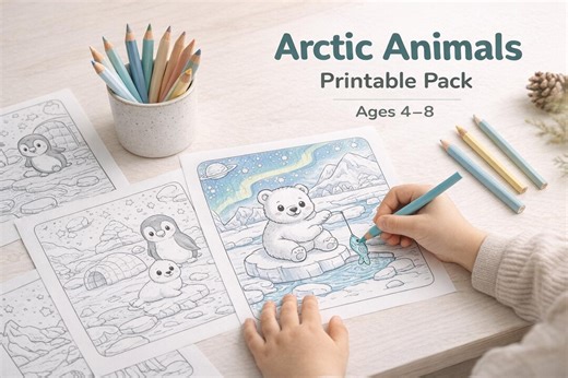Arctic Animals Coloring Pages for Kids, Polar Winter Activity Pack (PDF Download) - Etsy