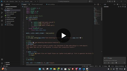 CV Raman Global University class Project. Project name : Subscription Predictor(Bank term Deposit predictor app) Language used : python Libraries : Pandas/numpy/joblib Environment : VS Coder/… | Bichitra Pradhan