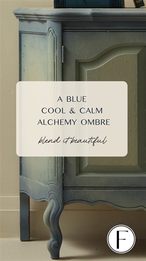 Fusion Mineral Paint on Instagram: "Cool, calm, and layered. We blended Alchemy Limestone and chalk‑style paint in Sage, Thyme, and Storm to create a soft blue gradient that feels serene and timeless. Start with colour blocking, then mist, dab, and feather until the transitions melt together, no stress, just flow. ⁠ This combo is a quiet showstopper: Sage as the grounding base, Thyme for earthy depth, Storm to cool and refine at the edges.⁠ Head to the blog to see the full tutorial.⁠ ⁠ #Alchemyb