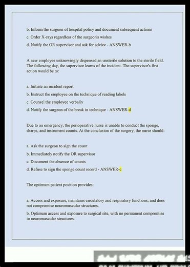 Latest CNOR ACTUAL LATEST FINAL EXAM WITH REAL QUESTIONS AND WELL VERIFIED CORRECT ANSWERS ALREADY G