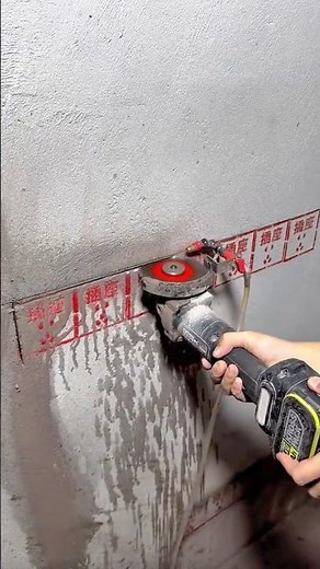 Cutting Concrete Wall Accurately Using an Electric Angle Grinder Tool