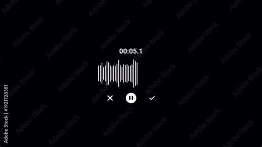Audio voice recording animation with alpha channel, Smartphone audio voice recording animation with transparent background