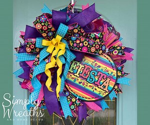 Fiesta Wreath for Front Door – Colorful Cinco De Mayo Wreath, Bright Mesh Wreath, Summer Door Decor, Fun Party Wreath - Etsy