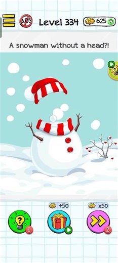 Braindom: Brain Games Test Level 334 A snowman without a head?!