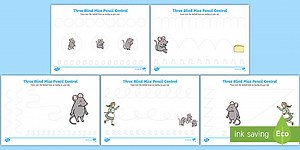Three Blind Mice Pencil Control Worksheets