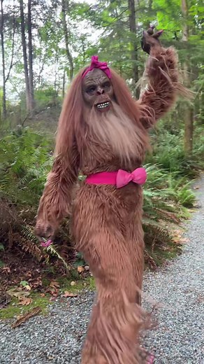 Bigfoot Costume Dance in a Forested Wonderland