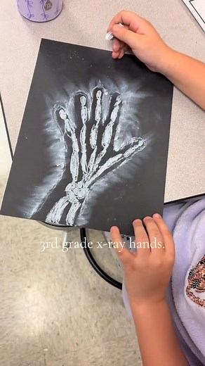 3rd grade has been exploring the skeletal and other body systems. In art, students created these “x-ray” hands using a diagram of the hand bones. Smudging oil pastel gave their hands a “glow”. #artteachers #artteachersofinstagram #artteacher | Heather South | Facebook
