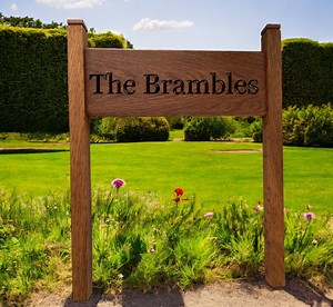 Custom Engraved French Oak House Sign With Posts - Personalized Address Plaque - Etsy