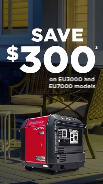 253 reactions | Empower your moments with reliability. The Eu3000, now $300 off. Shop now, buy now: https://powerequipment.honda.ca/generators/ultra-quiet-3000i-es #EU3000 #GetReadyWithHonda #HondaGenerators --- Donnez de la puissance à vos activités avec fiabilité. L'Eu3000, maintenant avec 300$ de rabais. Acheter maintenant: https://powerequipment.honda.ca/generatrices/ultra-silencieuse-3000i-es #SoyezPrêtAvecHonda #GénératricesHonda | Honda Canada Outdoors | Facebook
