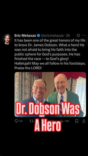 Hard to believe Dr. Dobson has passed away. What an impact he had. | Eric Metaxas