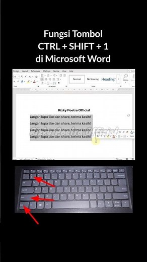Function of CTRL + SHIFT + 1 Keys in Microsoft Word