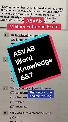 ASVAB Word Knowledge Practice Questions 6 & 7