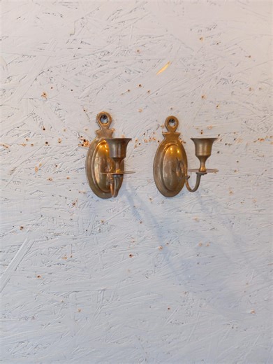 Set of 2 Antique Brass Wall Lamps / Wall Candle Holders - Etsy