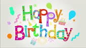 Birthday Greeting Animation in fun 3d cut out type style. Birthday,...
