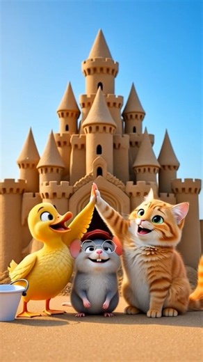 Amazing Sand Castle Adventure 🏖️ | 3D Cartoon Animals #kidsshorts #funnyanimals #3danimation