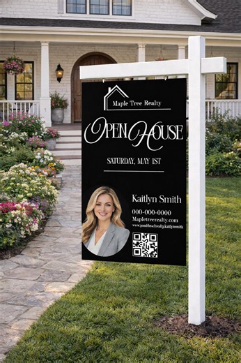 Real Estate Agent Open House Sign Template With QR Code (digital Download) - Etsy