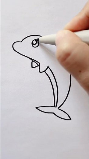 How to Draw dolphin 怎么画海豚 跟我这样画一看就会 育儿简笔画 一起学画画 跟我一起画海豚