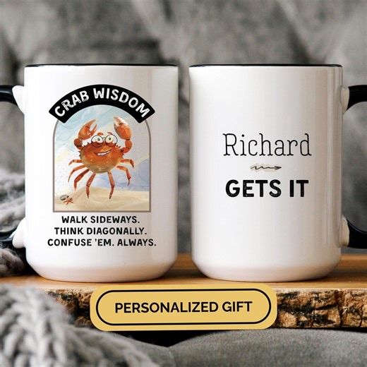 Personalized Crab Wisdom Mug: Gag Git for Coworker or Friend, 11oz/15oz - Etsy Australia