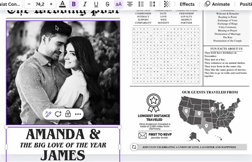 Wedding Newspaper Program Template: Folded Design, Editable Canva (digital Download) - Etsy