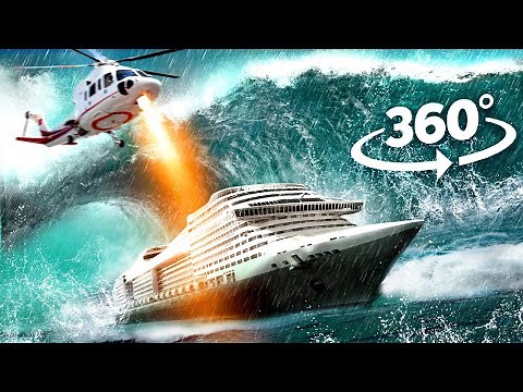 VR 360 BIGGEST CRUISE SHIP SINKING IN STORM | Virtual Reality Survival | 4K