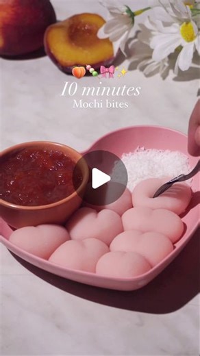 Suzu Homecafe🧸 on Instagram: "Peach Mochi Bites!🍡✨ These are perfect for snacking! And it comes together in 10 minutes! Extremely EASY to make and Delicious!💗✨ Do try and Enjoy Bestie!🍡 Ingredients:✨ Glutinous Rice Flour- 45g Corn starch- 10g Sugar- 30g Peach Milk- 85g Butter- 10g 1. In a pan, Add Glutinous Rice Flour, Corn Flour, Sugar and peach Milk. 2. Mix until combined with no lumps. 3. Mix and cook on low heat until soft dough is formed. 4. Add butter. (Use hand gloves to ease this ste