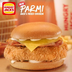 2.5K views · 69 reactions | Our NEW Parmi Jack’s Fried Chicken is Here! Tuck in, you don’t want to miss this! | Hungry Jack's | Facebook