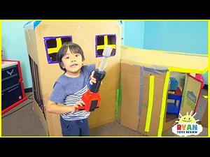 Giant Box Fort House from Cardboard with Ryan ToysReview - Videos For Kids