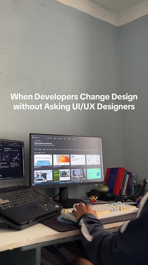 When Developers Change Design without Asking UI/UX Designers. Comment if you relate! 😂 Tag your designer friends… #U#UIUXDesignerP#PortfolioStrugglesW#WeekendMoodD#DesignHumorF#Figma#DesignerProblemstfolio procrastination, weekend designer life, funny design meme, portfolio case study delay, beginner designer struggles, figma procrastination, ship not perfect, design community india, productivity for designers, relatable ui ux, ui ux comedy, designers comedy, ui ux meme, designer meme]