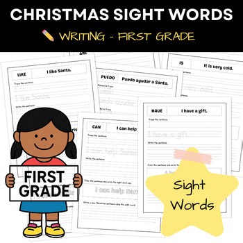 Christmas Sight Word Writing Worksheets for First Grade