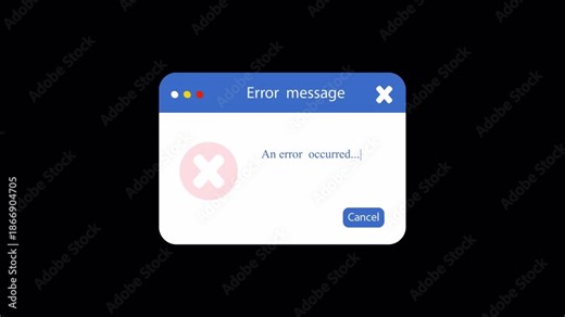 pop up animation error message computer error 4k transparent background.