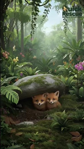 They Found TWO Baby Foxes Trapped Under a Rock! 😱🦊🦊 #funny #animals #shorts