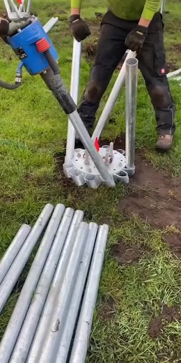 Driving Metal Poles with Hydraulic Jack Technique