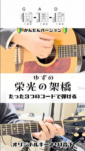 [初心者向け]ゆずの「栄光の架け橋」たった3つのコードで弾ける #ギターレッスン #ゆず #栄光の架け橋 #アコギ