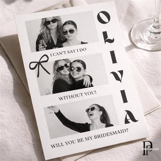 Retro Bridesmaid Proposal Cards Editable Canva Template Printable Will You Be My Bridesmaid With Infographic Detail Card Modern Proposal 5x7 - Etsy