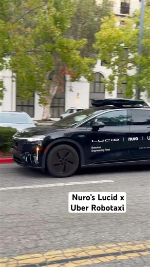 Nuro testing their Lucid x Uber Robotaxi in Cupertino, CA on 8/16/26. #autonomousvehicles #robotaxi