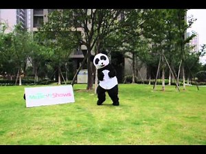 Dance while erar Panda Mascot Costume, Show Time of Panda Mascot Costume