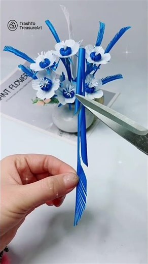 DIY Flower Decoration from Plastic Straws 🌸 | Easy Recycled Craft Idea part 1