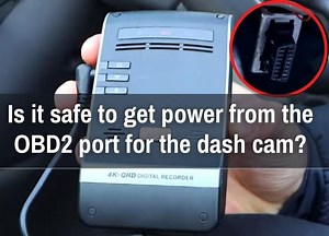 Is it safe to get power from the OBD2 port for the dash cam?