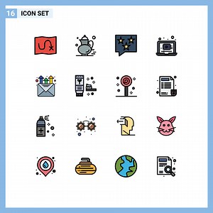 Download 16 User Interface Flat Color Filled Line Pack of modern Signs and Symbols of mail player bubble video star Editable Creative Vector Design Elements for free