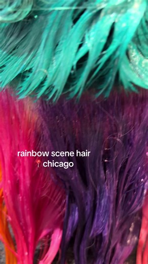 Rainbow scene princess!🌈🫧🧚‍♂️👾XD my books are now open for march💞 link in bio #chicagohairstylist #altstylist #scenegirl #rainbowhair #scenehairstyle