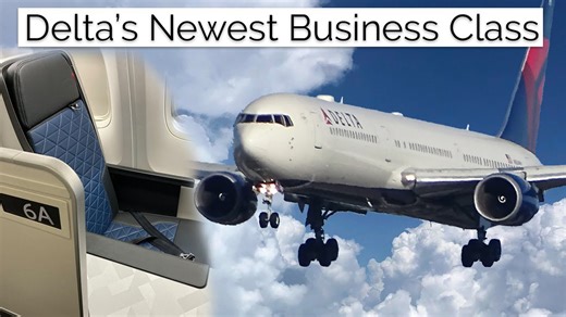 Delta Air Lines 767-400 business class + the largest Delta Sky Club