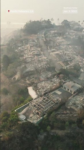 Drone video shows destruction from Palisades Fire