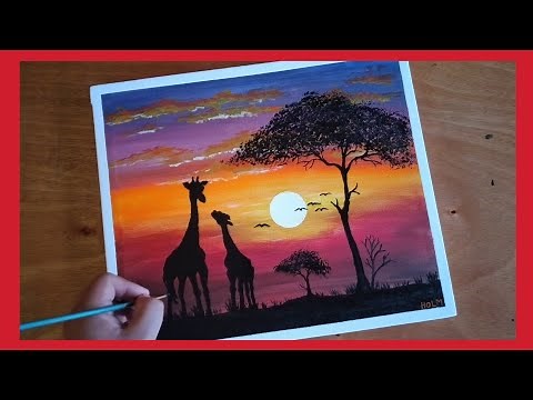 ✅ Como Pintar un ATARDECER AFRICANO con Acrilico PASO a PASO para PRINCIPIANTES / Tutorial #022