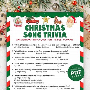 Christmas Song Trivia Printable, Holiday Music Quiz Game, Christmas Carols Trivia, Party Game, Family Activity, Kids & Adults - Etsy