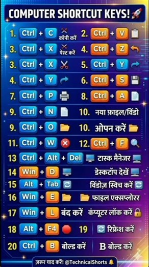 🚀 20 Computer Shortcuts jo aapka ghanto ka kaam minutes mein kar denge! 💻