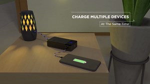 Limitless TotalCharge 16,000mAh Portable Power Bank & AC Wall Charger with 3X Built-in Fast Charging Cables for iPhone, Samsung, & More (Black)