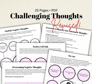 CBT Worksheets for Challenging Thoughts | Self-care, Self-awareness (PDF) - Etsy