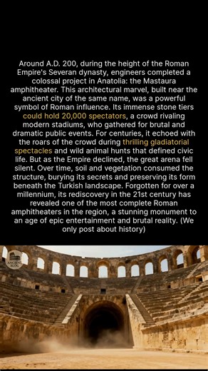 Rediscovered in Turkey, this 1800-year-old Roman amphitheater once held 20,000 spectators. #ancienthistory #archaeology #discovery #history | Ancient Blog